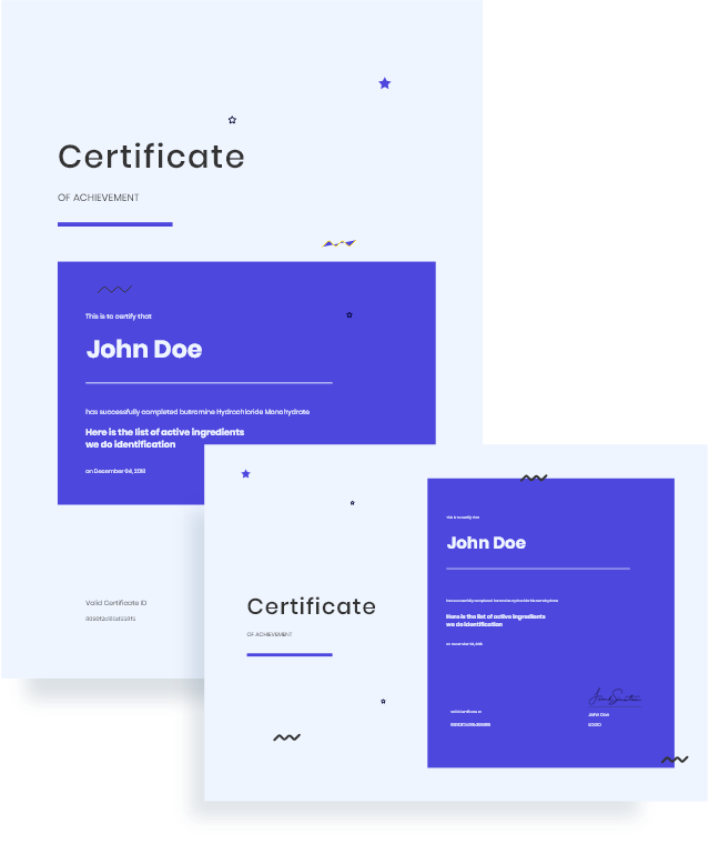 Sample analysis certificates issued by Aktin Labs